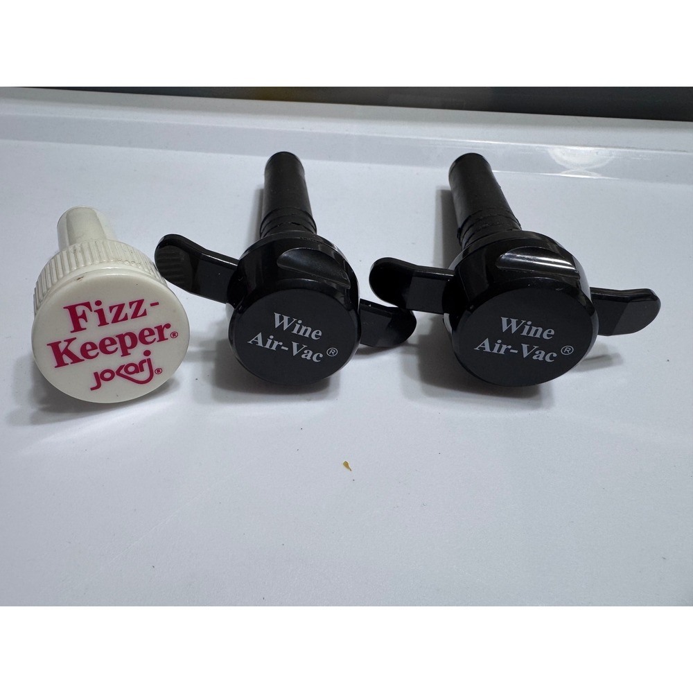 Jokari Fizz-Keeper Soda Pump and Wine Air-Vac Bottle Stopper Preserver Lot of 3